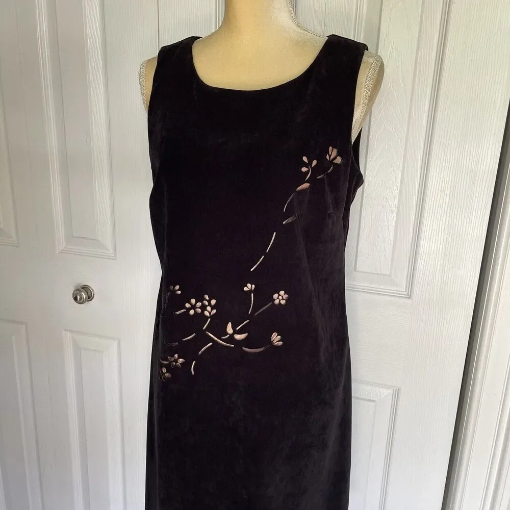 Vintage 90's Vision Apparel Black Dress Womens Size 8 Faux Suede Sleeveless - Picture 12 of 16